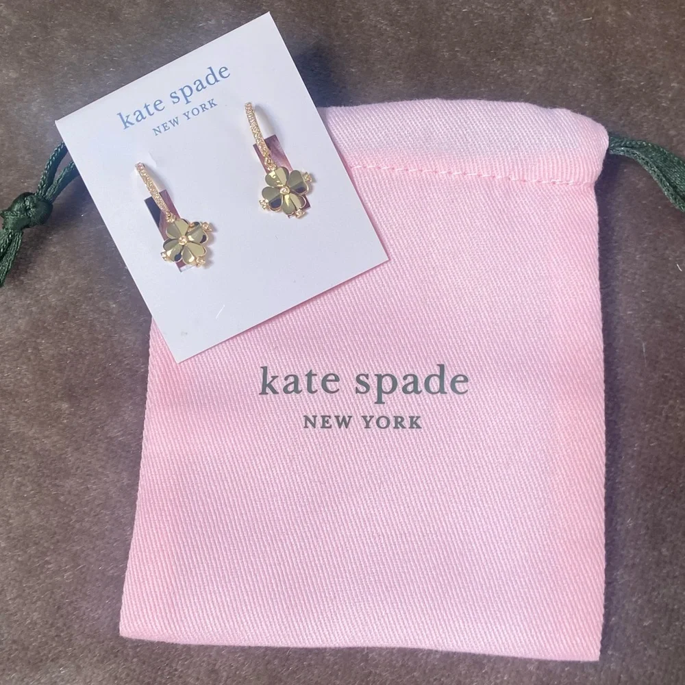 kate spade Gold and Clover Huggie Earrings